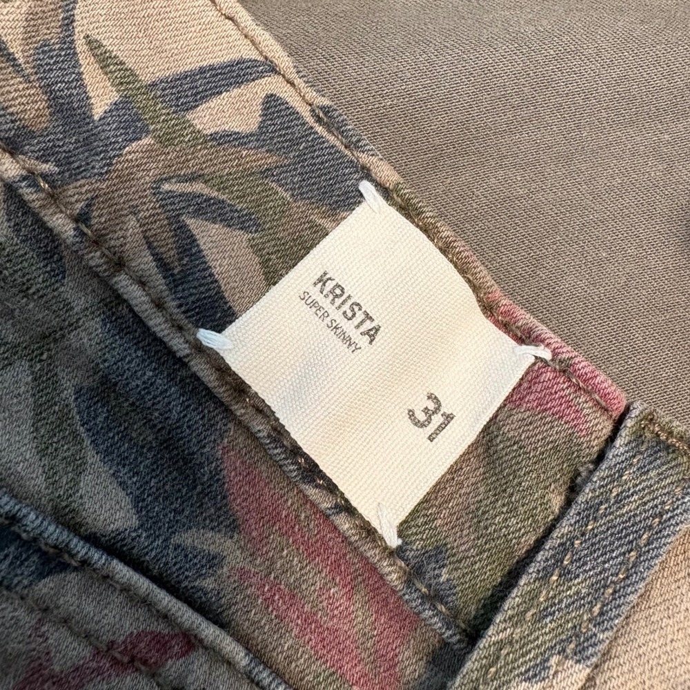 Hudson Krista Super Skinny Pants Floral Print Green Pink Blue Women's Size 31‎ - Picture 4 of 10